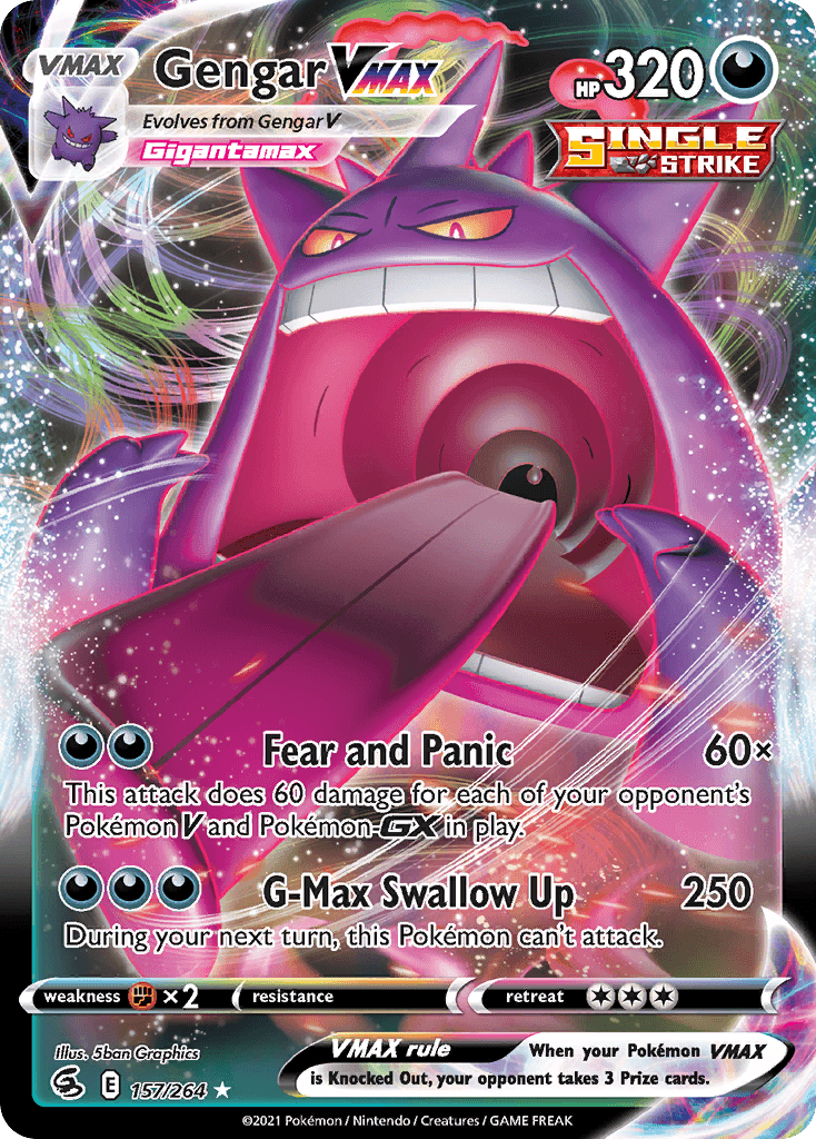 Gengar VMAX — Fusion Strike #157/264, raw, NM