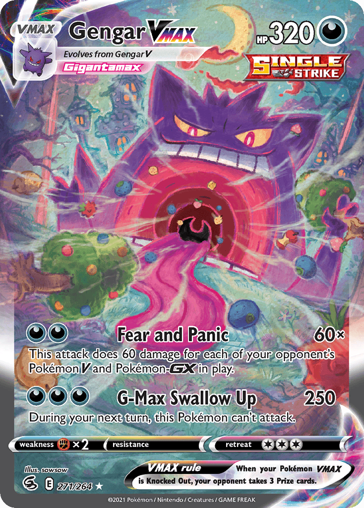 Gengar VMAX — Fusion Strike #271/264, PSA 9