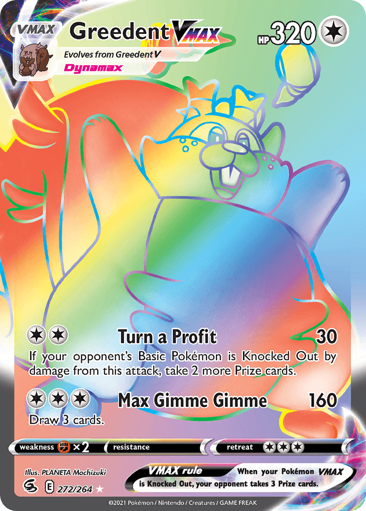 Greedent VMAX — Fusion Strike #272/264, raw, NM