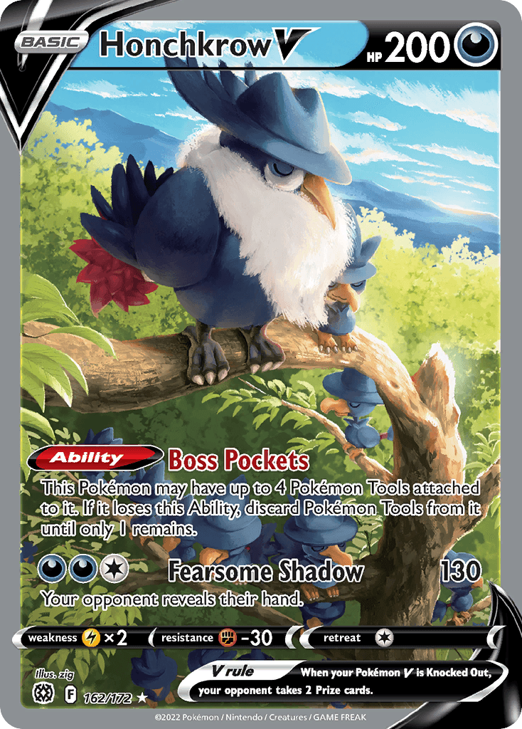 Honchkrow V — Brilliant Stars #162/172, PSA 10
