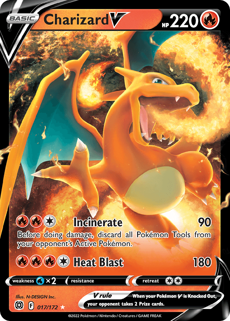 Charizard V — Brilliant Stars #17/172, raw, NM