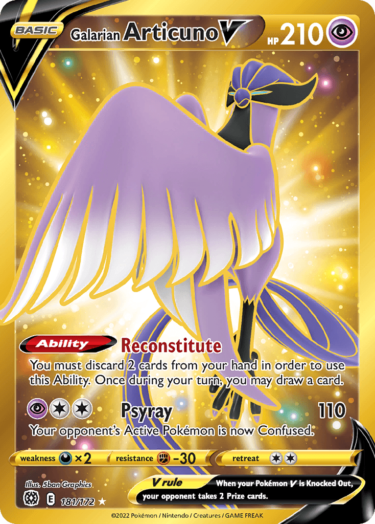 Galarian Articuno V — Brilliant Stars #181/172, PSA 10