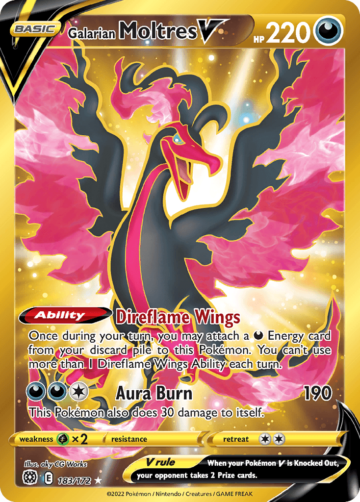 Galarian Moltres V — Brilliant Stars #183/172, PSA 10