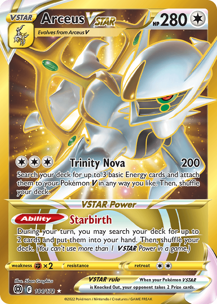 Arceus VSTAR — Brilliant Stars #184/172, raw, NM