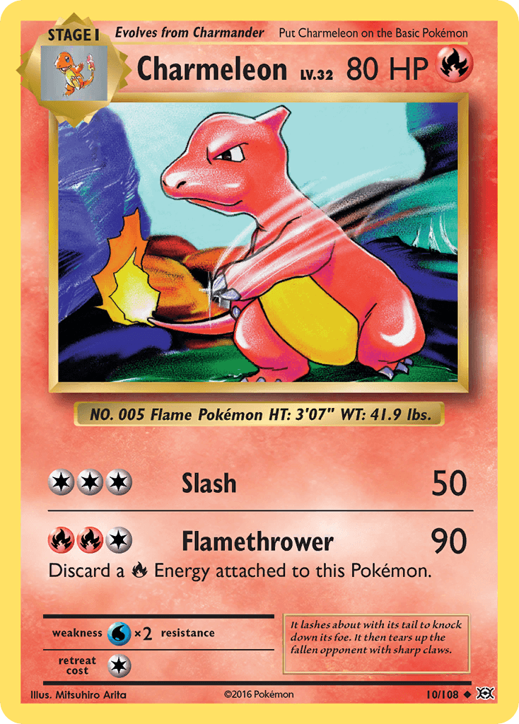 Charmeleon — Evolutions #10/108, raw, NM