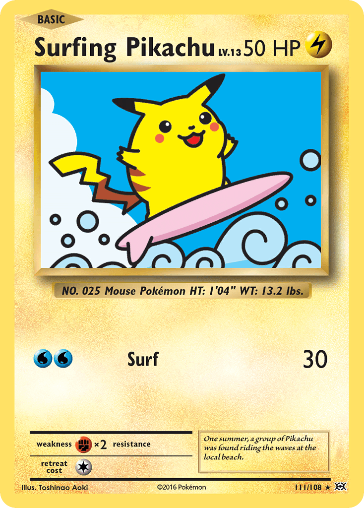 Surfing Pikachu — Evolutions #111/108, PSA 10