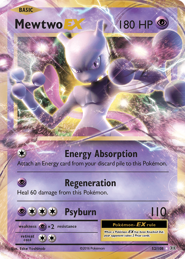 Mewtwo EX — Evolutions #52/108, PSA 8