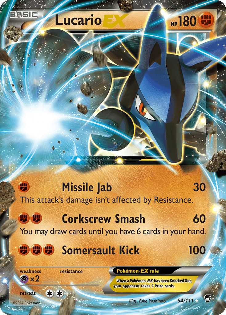 Lucario EX — Furious Fists #54/111, raw, NM