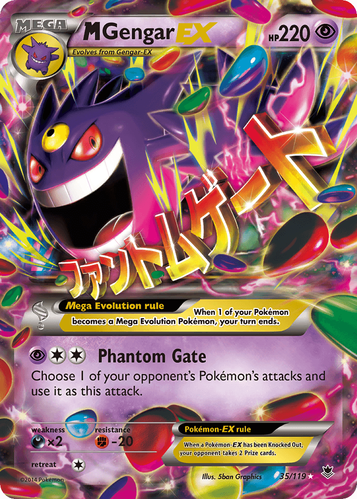 M Gengar EX — Phantom Forces #35/119, PSA 7
