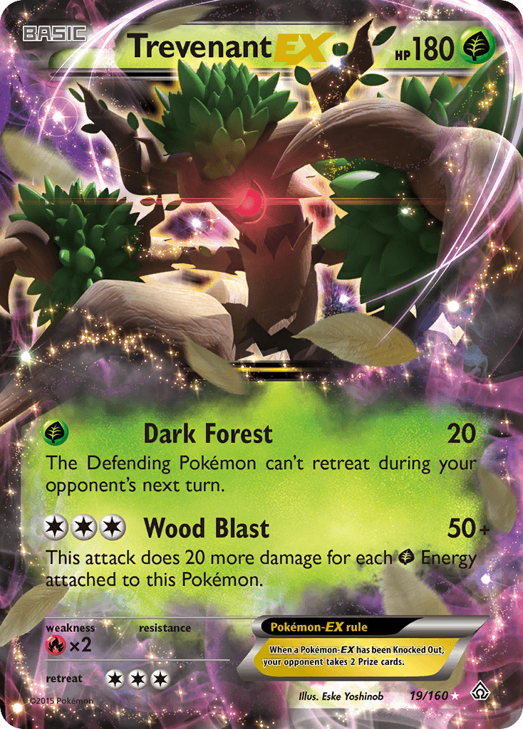 Trevenant EX — Primal Clash #19/160, raw, NM