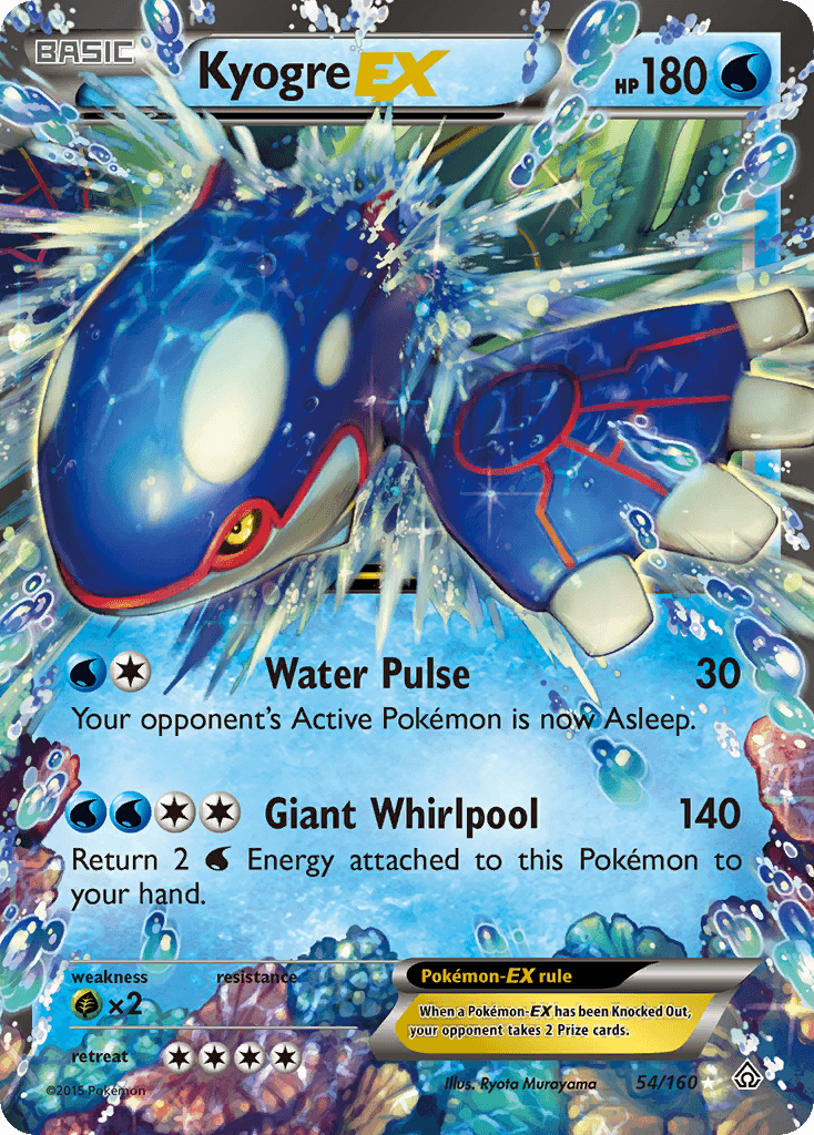 Kyogre EX — Primal Clash #54/160, raw, NM