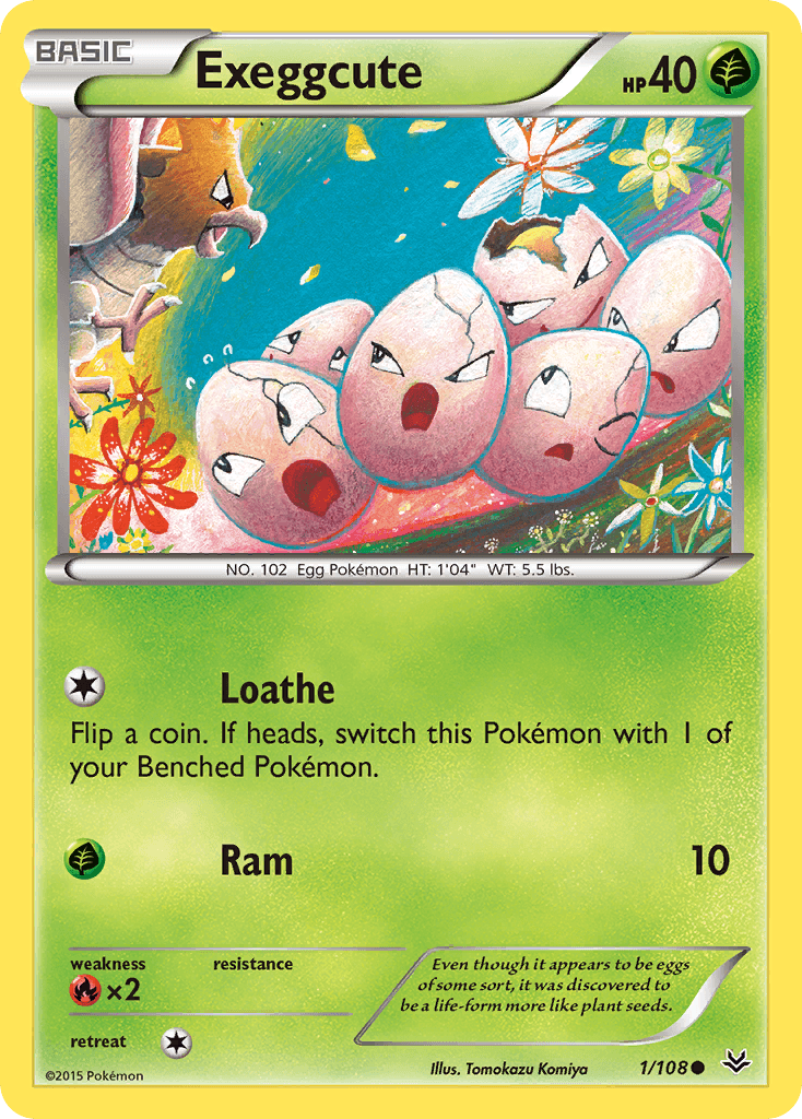Exeggcute — Roaring Skies #1/108, raw, NM