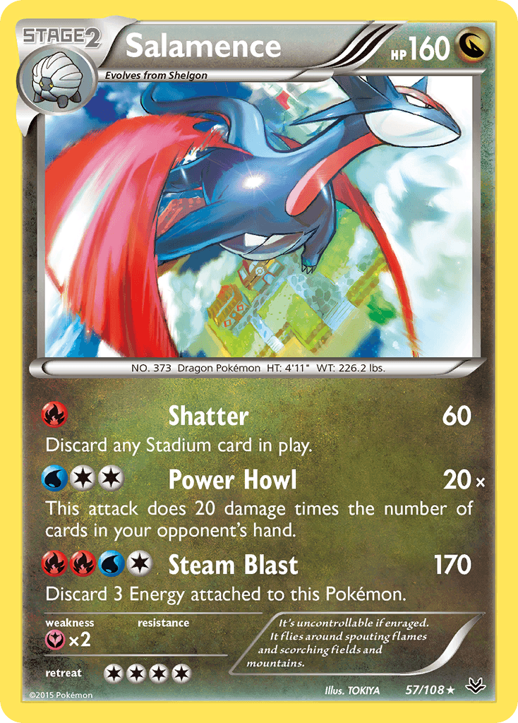 Salamence — Roaring Skies #57/108, raw, NM