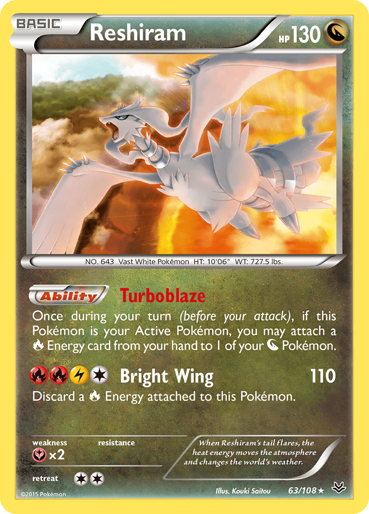 Reshiram — Roaring Skies #63/108, raw, NM