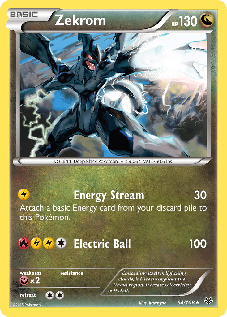 Zekrom — Roaring Skies #64/108, raw, NM