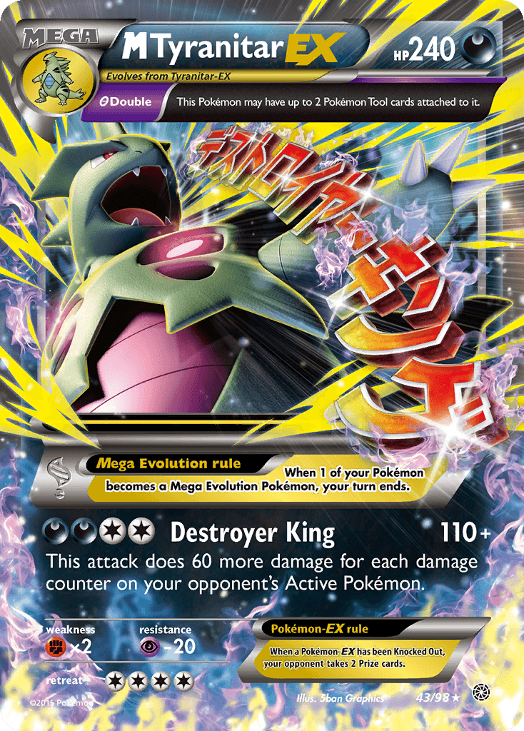 M Tyranitar EX — Ancient Origins #43/98, PSA 10