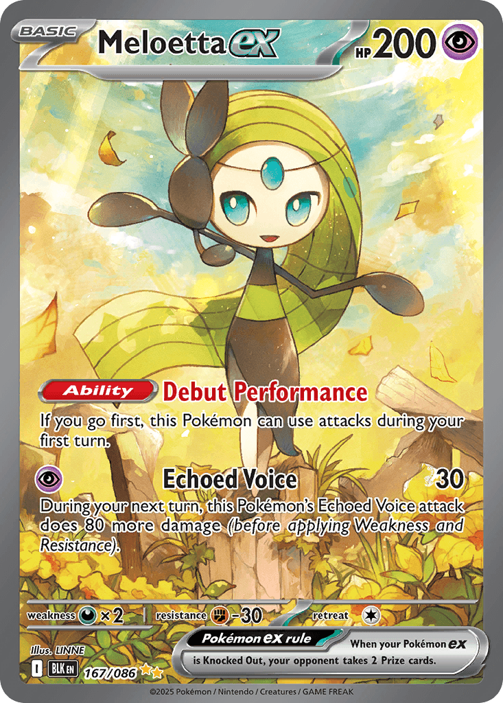 Meloetta ex — Black Bolt #167/86, raw, NM