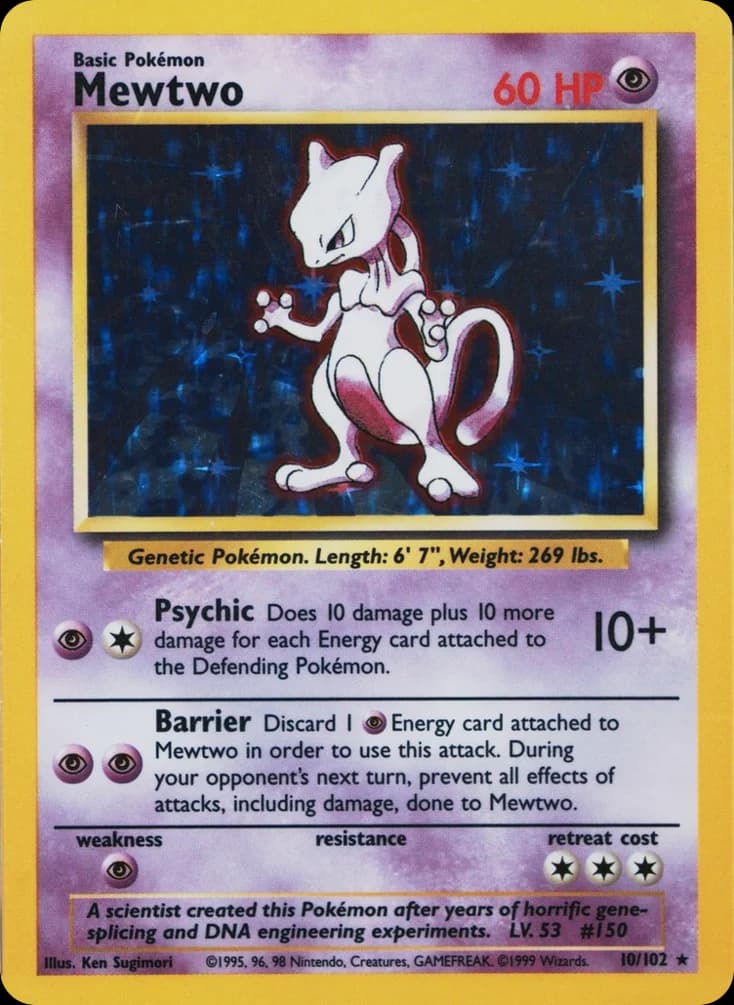 Mewtwo — Base #10/102, PSA 8