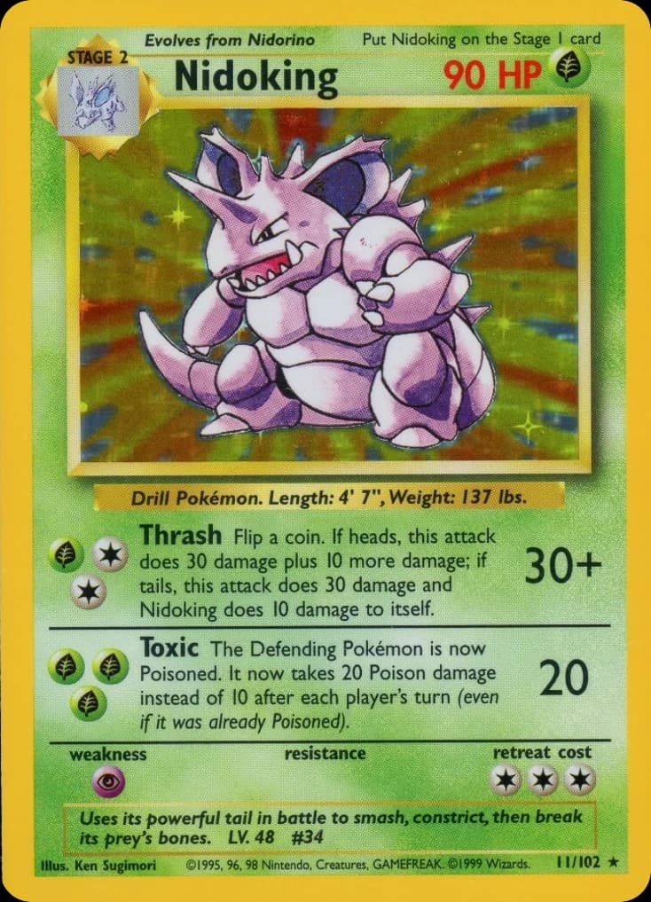 Nidoking — Base #11/102, PSA 9