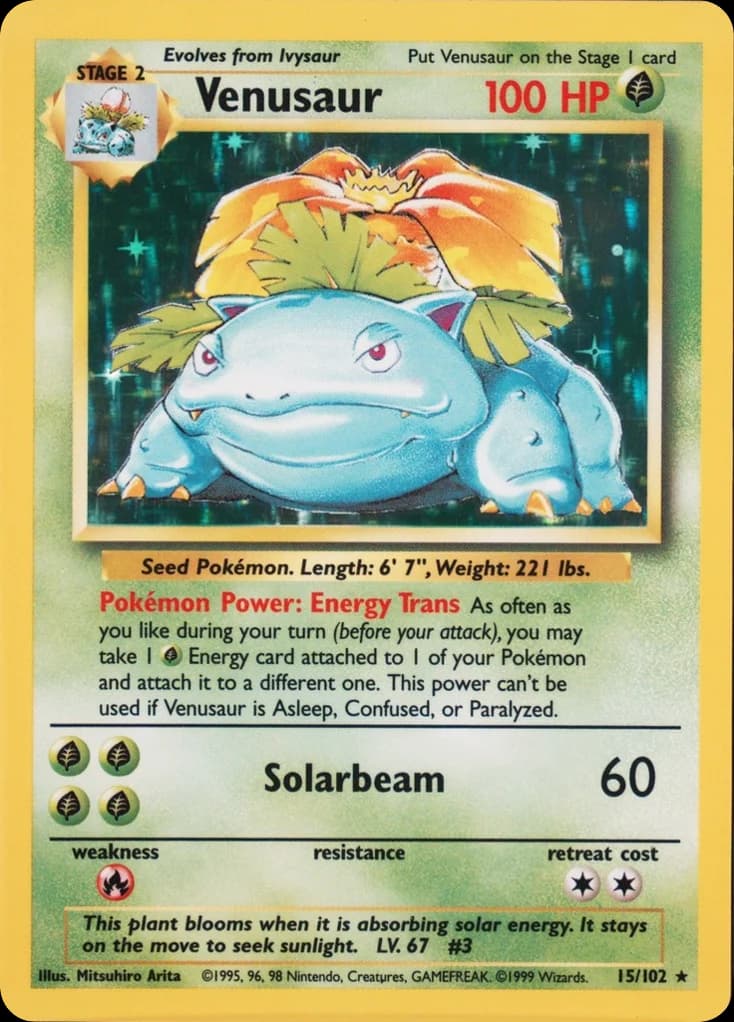 Venusaur — Base #15/102, PSA 8