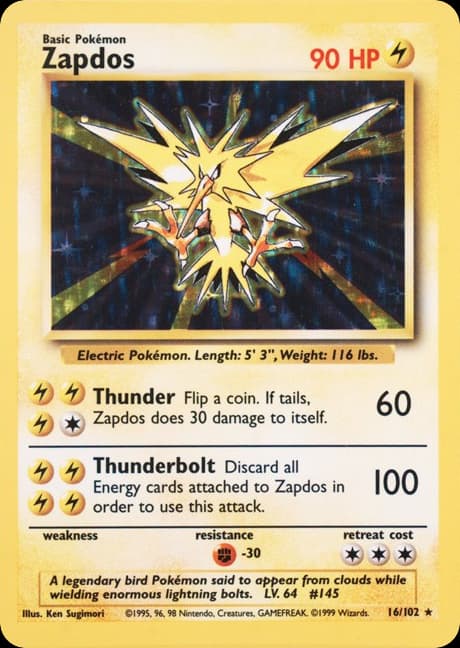 Zapdos — Base #16/102, PSA 9