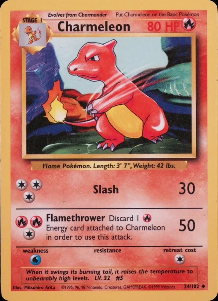 Charmeleon — Base #24/102, PSA 9