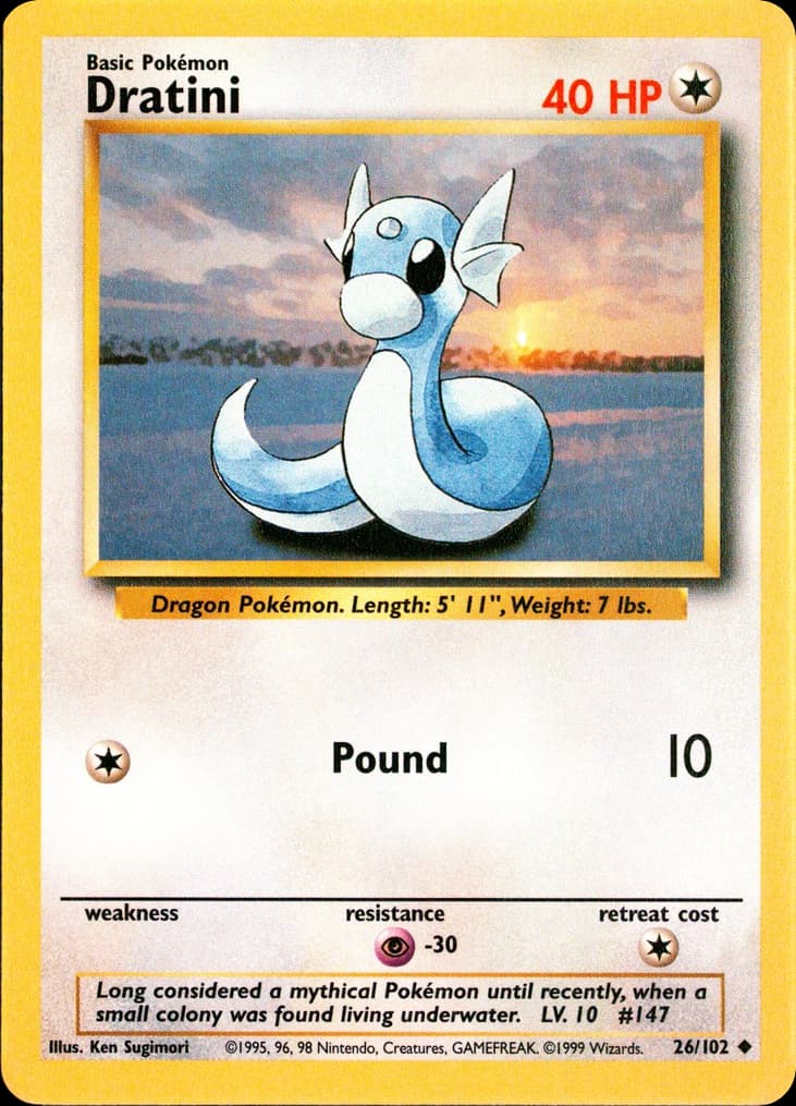 Dratini — Base #26/102, raw, NM