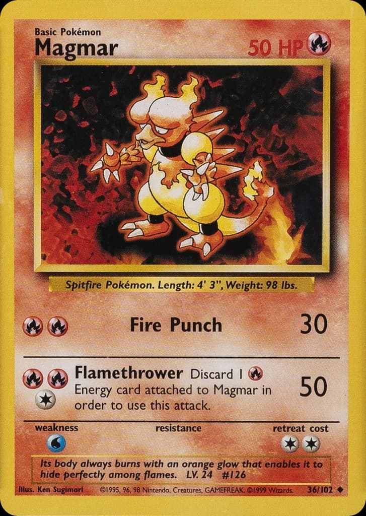 Magmar — Base #36/102, raw, NM
