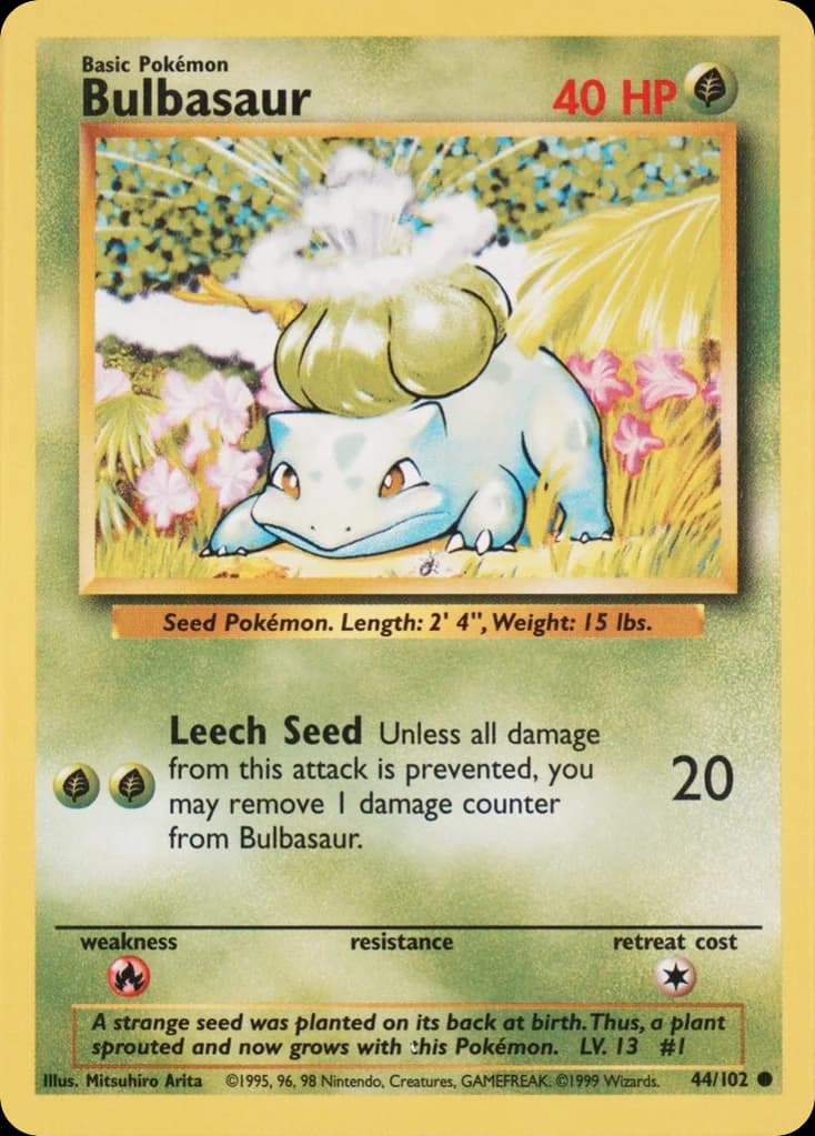 Bulbasaur — Base #44/102, PSA 10