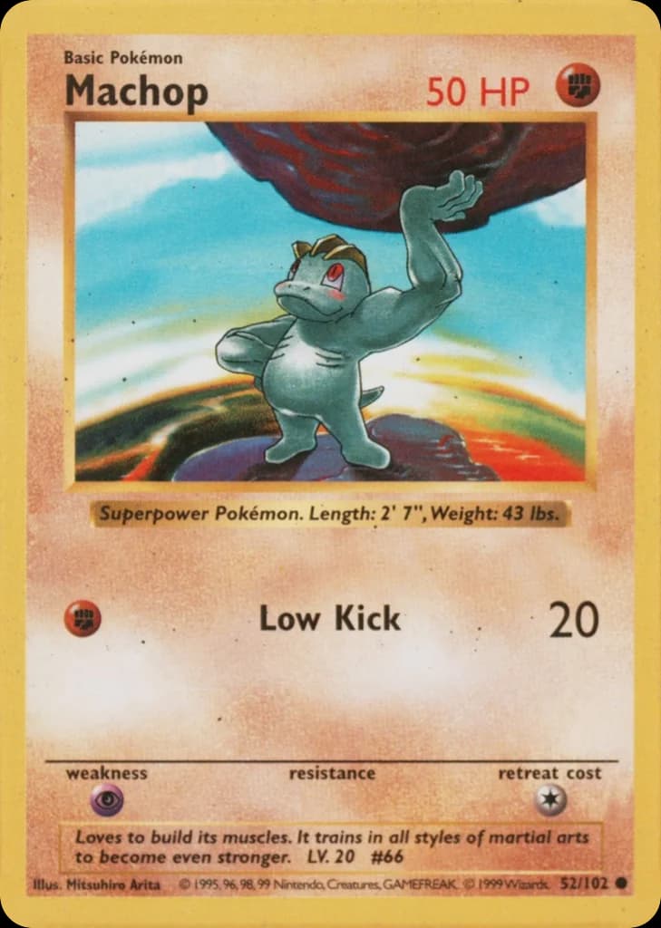 Machop — Base #52/102, PSA 10
