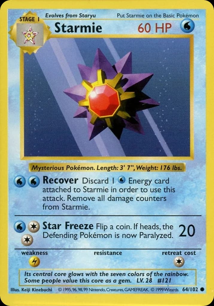 Starmie — Base #64/102, raw, NM