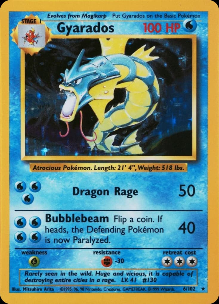 Gyarados — Base #6/102, PSA 8