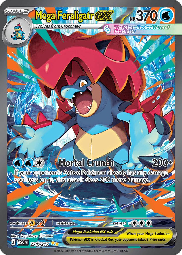 Mega Feraligatr Ex — Ascended Heroes #274/217, raw, NM