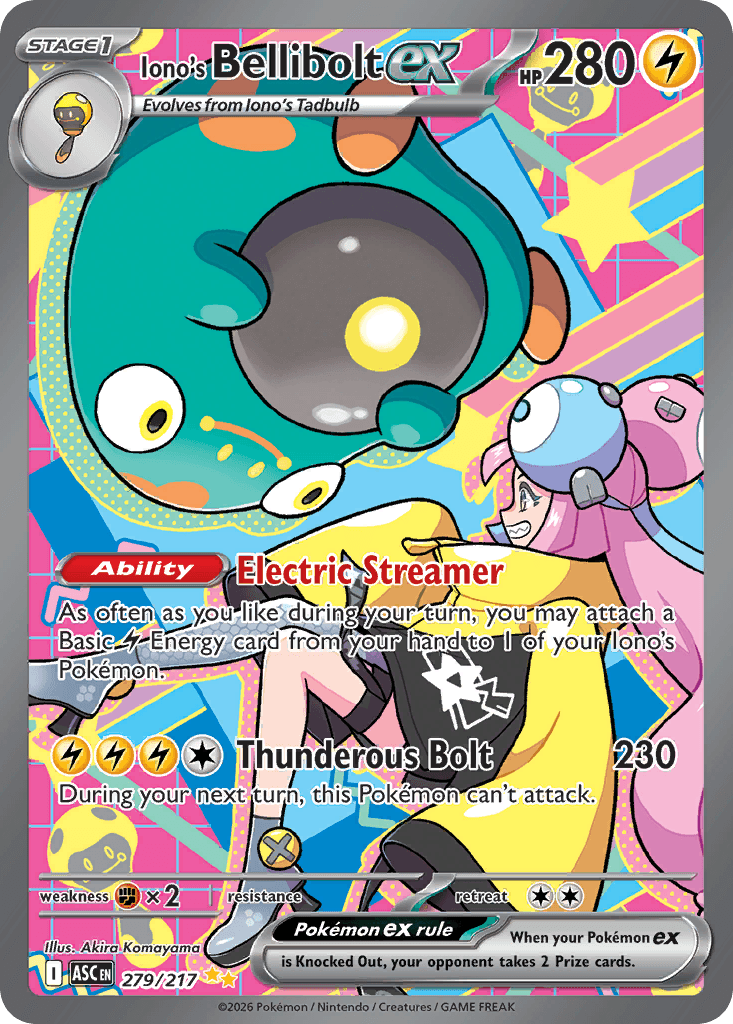 Iono's Bellibolt Ex — Ascended Heroes #279/217, raw, NM