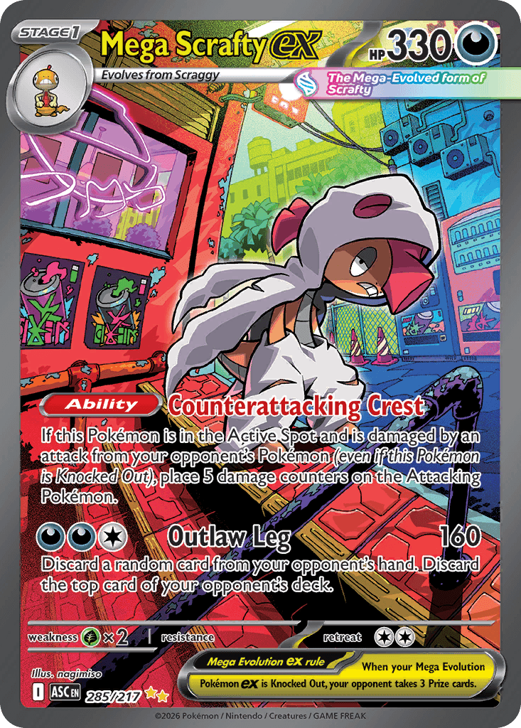 Mega Scrafty Ex — Ascended Heroes #285/217, raw, NM