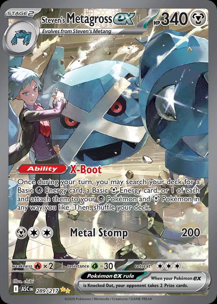 Steven's Metagross Ex — Ascended Heroes #289/217, raw, NM