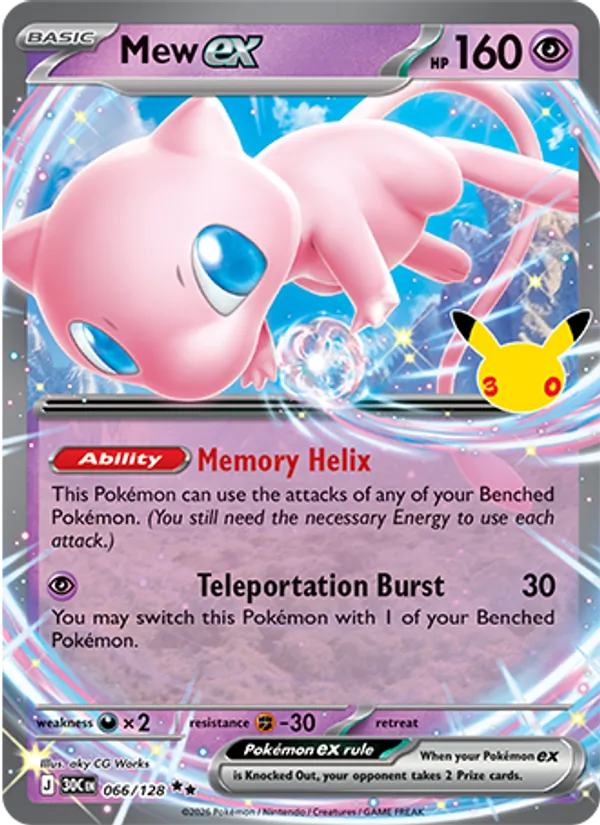 Mew ex — 30th Celebration #066/128, raw, NM