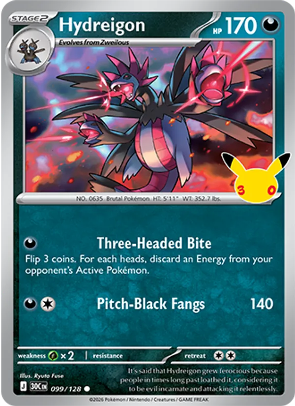 Hydreigon — 30th Celebration #099/128, raw, NM