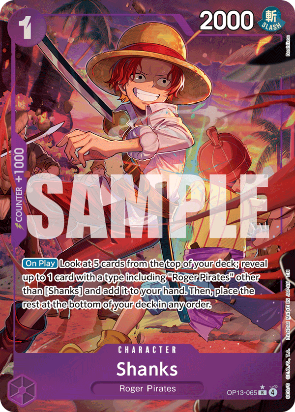 Shanks — One Piece Carrying on His Will #OP13-065, PSA 10