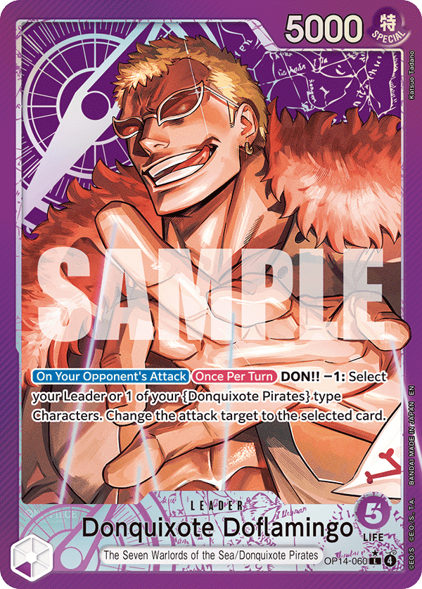 Donquixote Doflamingo — Azure Sea's Seven #OP14-060, PSA 10
