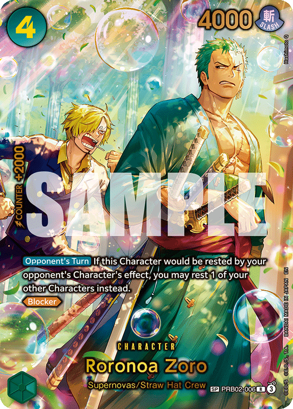 Roronoa Zoro — Azure Sea's Seven #PRB02-006, PSA 10