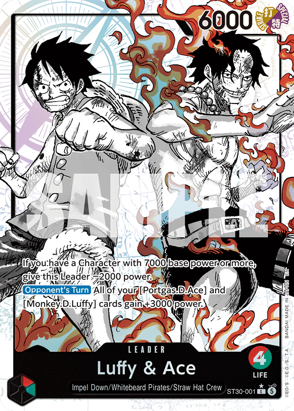Luffy & Ace — Starter Deck Ex 30: Luffy & Ace #ST30-001, PSA 10