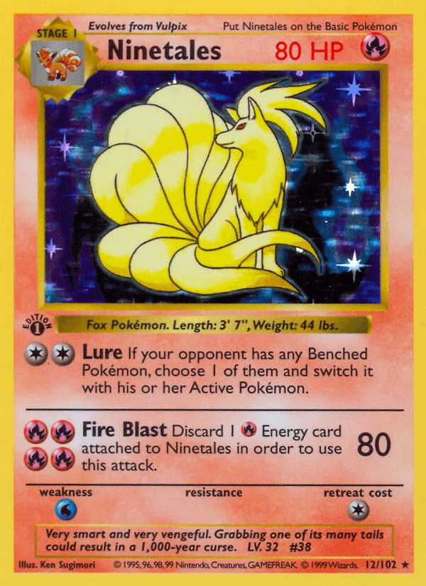 Ninetales — Base #12/102, raw, NM