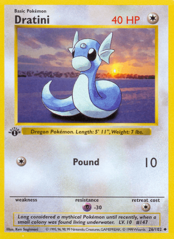 Dratini — Base #26/102, raw, NM