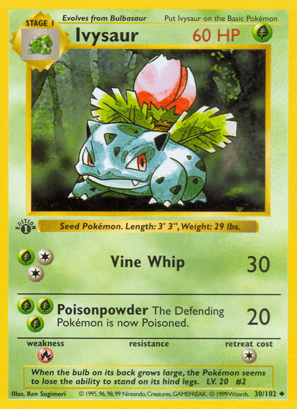 Ivysaur — Base #30/102, PSA 9