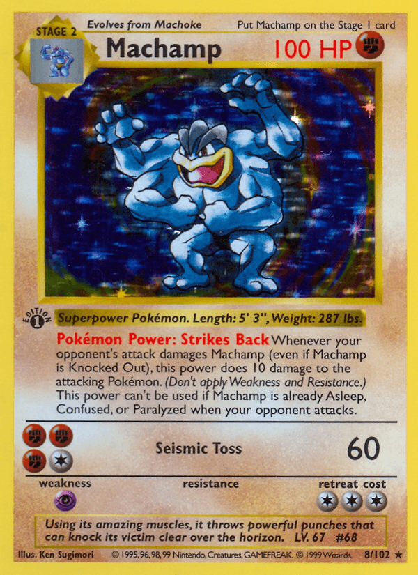 Machamp — Base #8/102, PSA 8