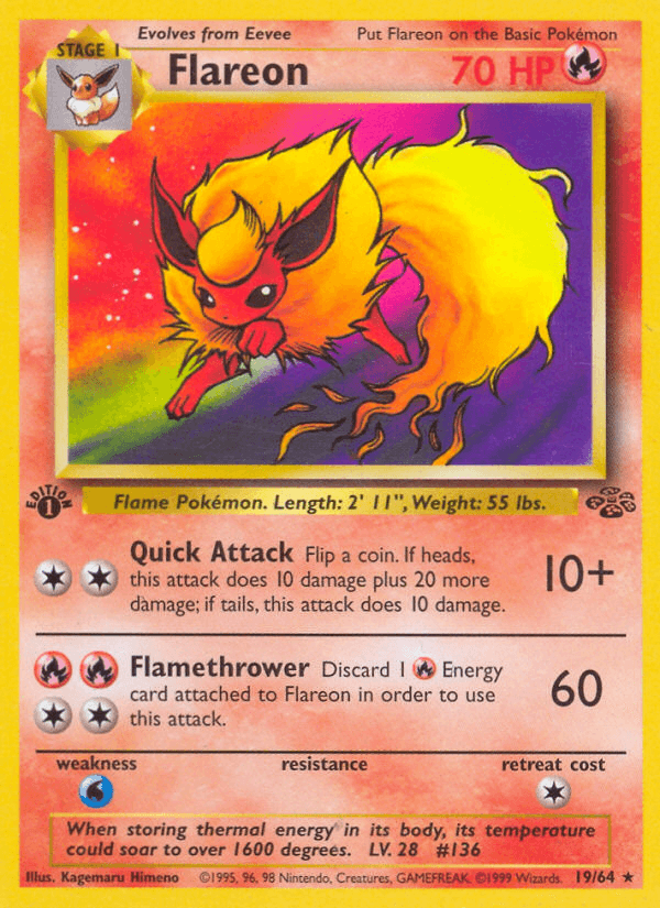 Flareon — Jungle #19/64, raw, NM