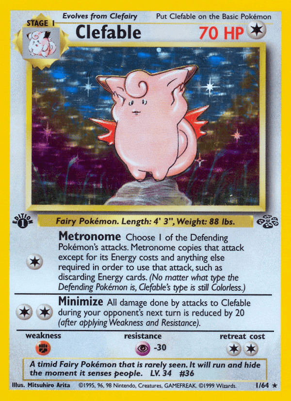 Clefable — Jungle #1/64, PSA 7