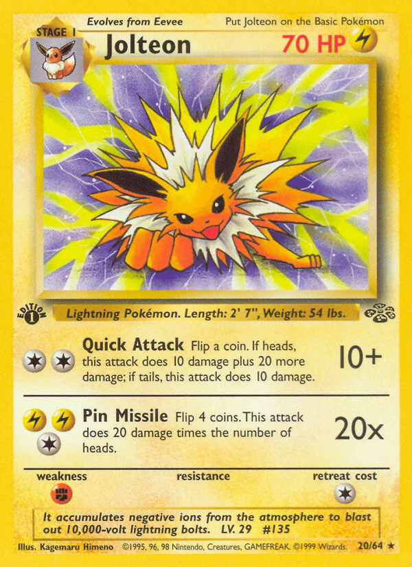 Jolteon — Jungle #20/64, raw, NM