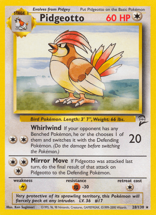 Pidgeotto — Base Set 2 #28/130, raw, NM